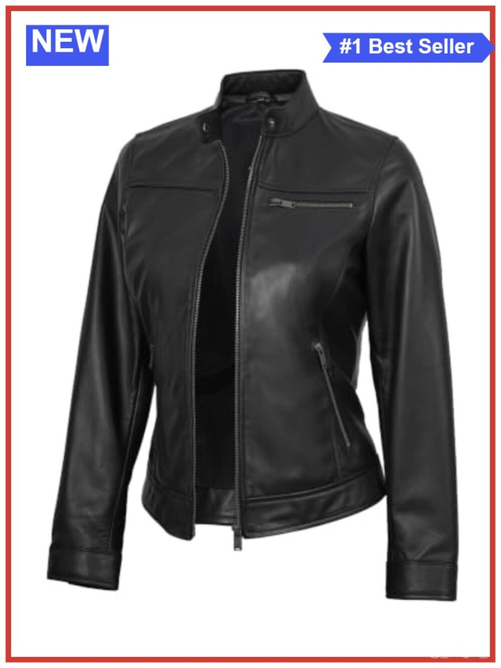 Genuine Lambskin Leather Jacket Cafe Racer Moto Style Womens